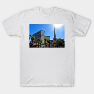 Eiffel Tower Paris and Ballys Hotel Las Vegas America T-Shirt